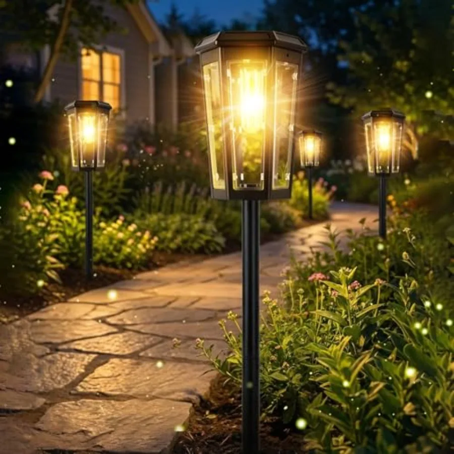 

8 Pack Solar Pathway Lights Outdoor Waterproof Solar Lights Outdoor Auto On/Off Long-Lasting Solar Powered Garden Lights Drivew