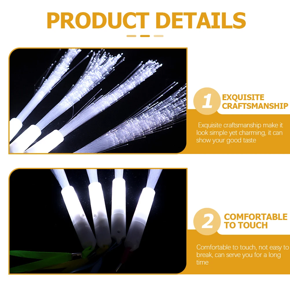 

4Pcs LED Fiber Optic Stick Glow Wands Light Up Party Favors for Wedding Bulk Neon Event Supplies Comfortable Hold Long Use
