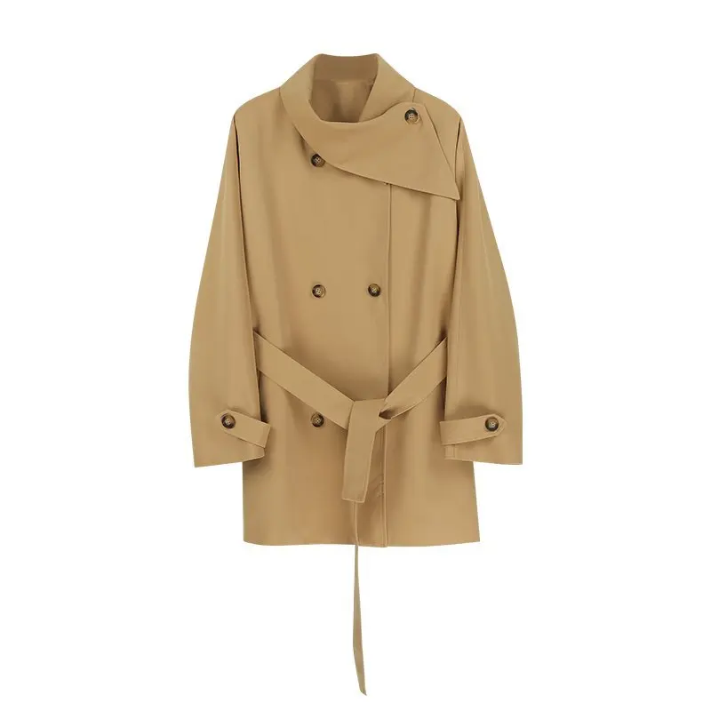 Herbst Home Schal Kragen Krawatte Taille-länge Mittellange Windjacke für Frauen Kleine Person Frühherbst