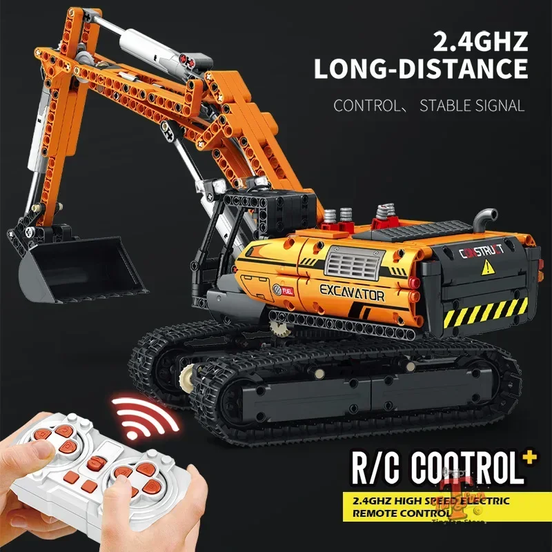 Pelle électrique RC, blocs de Construction, véhicule d'ingénierie télécommandé, voiture sur chenilles, briques, jouets pour garçons, cadeau pour enfants