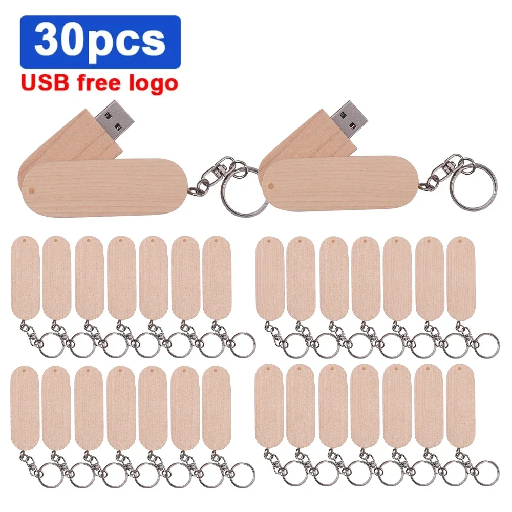 Clé USB 2.0 en bois avec logo personnalisé gratuit, clé USB, clé USB, cadeaux d'entreprise de mariage, 4 Go, 8 Go, 16 Go, 32 Go, 64 Go, lot de 30 pièces