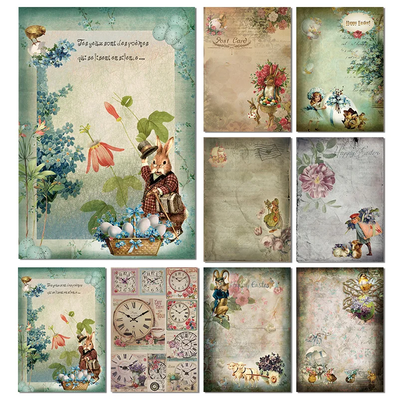 8 sztuk Retro uszkodzony wzór papierek lakmusowy księga gości klocki kwiat rocznika ryż papiery do scrapbookingu DIY śmieci Journal dekoracji C