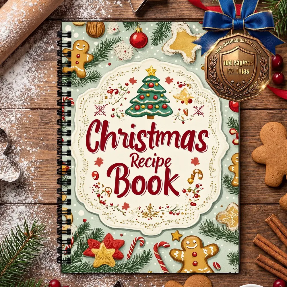 Hardcover Christmas, Blank Personal Recipe Book for Home Cooking, Baking & Home Chef Use, Food Enthusiast Gift