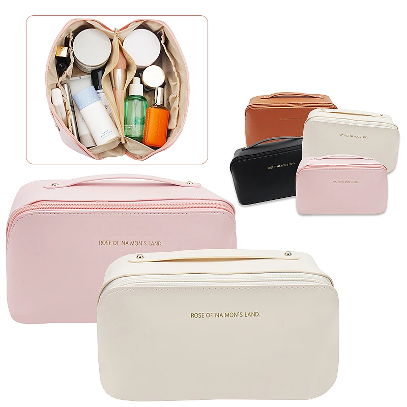 Large Capacity Cosmetic Bag Cosmetic Storage Bag PU Leather Portable Travel Toiletry Bag Women Cosmetic Bag Toiletries Organizer