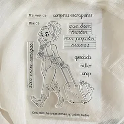 cute girl with spanish portuguese word Clear Stamp Transparent Silicone Stamp Seal Sheet For Scrapbooking Photo Album Decoration