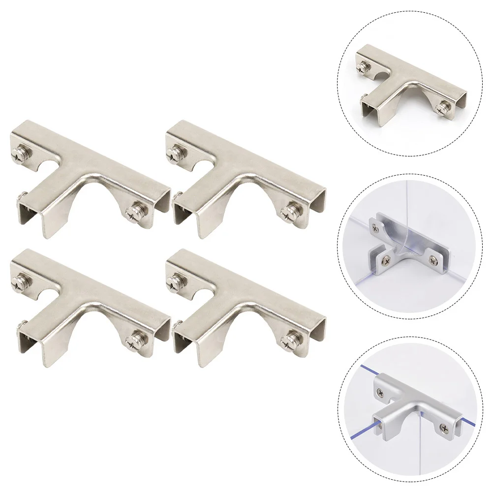 

4Pcs T Shape Glass Clamps Robust Construction for Glass Furniture Railing Cabinet Clips Adjustable Support Mounting Connectors