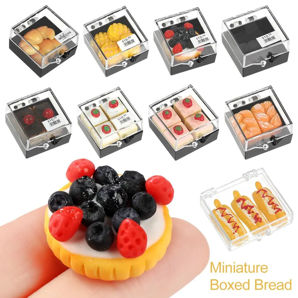 1:12 Scale Miniature Boxed Bread Dollhouse Cake Simulation Food Doll Accessories Scene Model Kitchen Toy Playing House Gift Toy