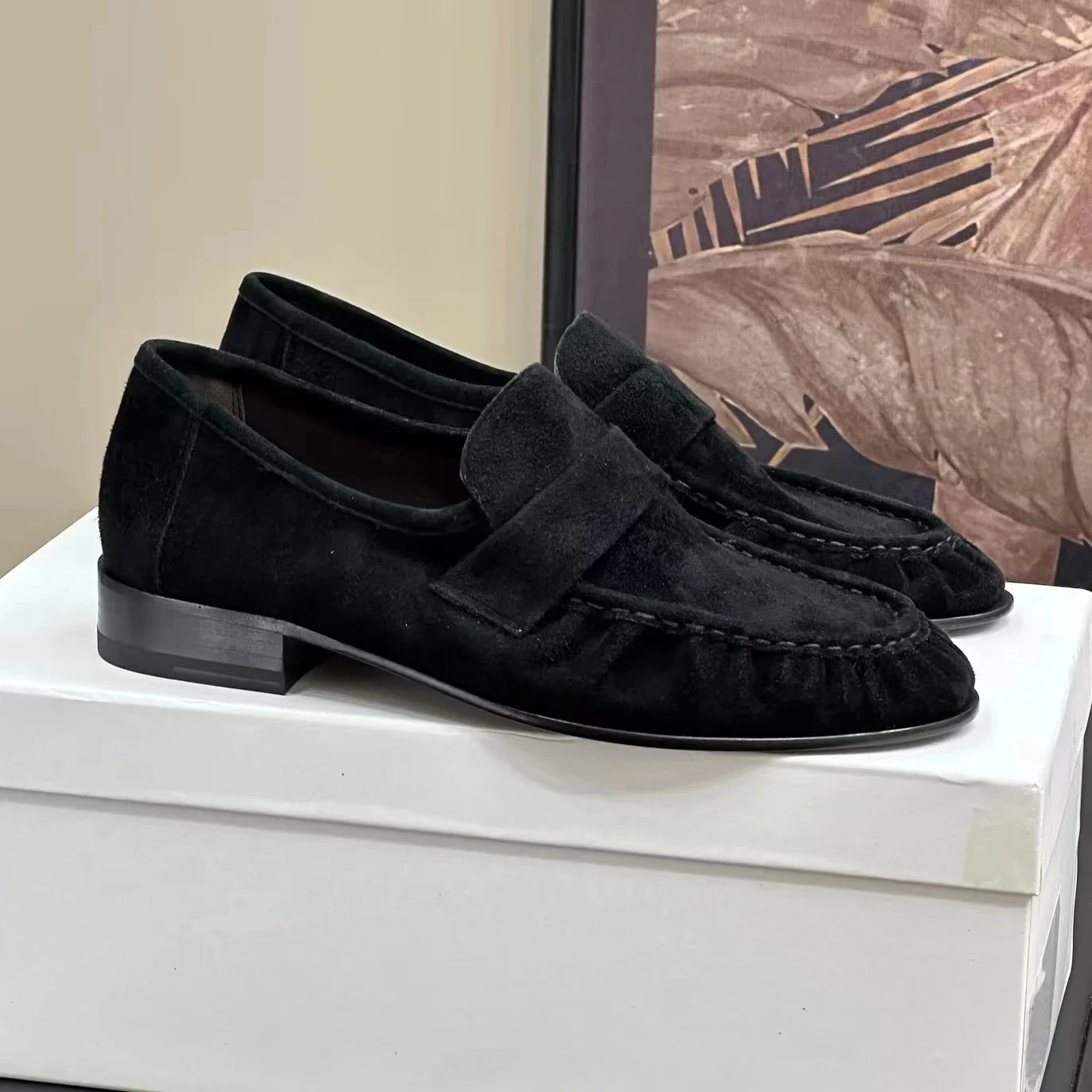 

New Arrival Autumn Cow Suede Round-Toe Slip-ons Loafers Shoes Dress Flats Oxfords Mules Mary Janes Exclusive Lazy Bota Feminina