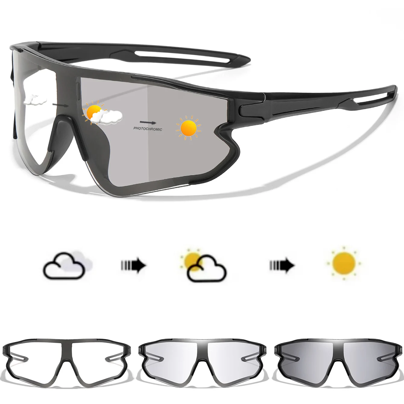 Neue Stil Marke Photochrome Brillen Männer Frauen Fahrrad MTB Bike Laufen Angeln Radfahren Gläser Komfortable Winddicht Brille – Detail 12