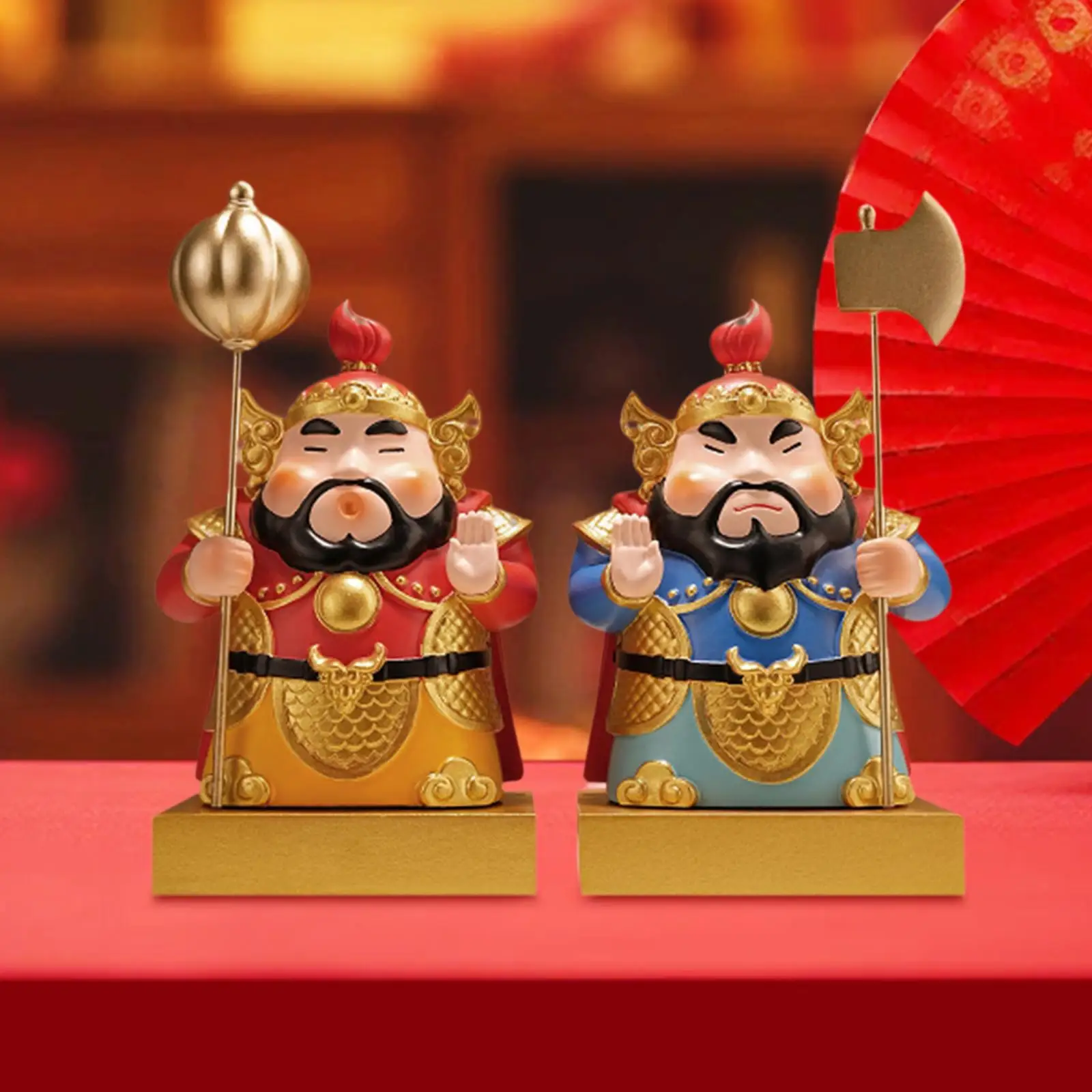 

Chinese Door God Statue Crafts Creative Housewarming Gift Decoration Tabletop Figurine for Home Fireplace Bedroom Shelf Kitchen