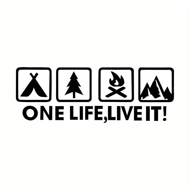 1세트 독특한 야외 모토 데칼 - "한 번의 삶, 살아보세요!"" 자동차, 노트북 및 기기용 방수 비닐 - 모험적인 분위기
