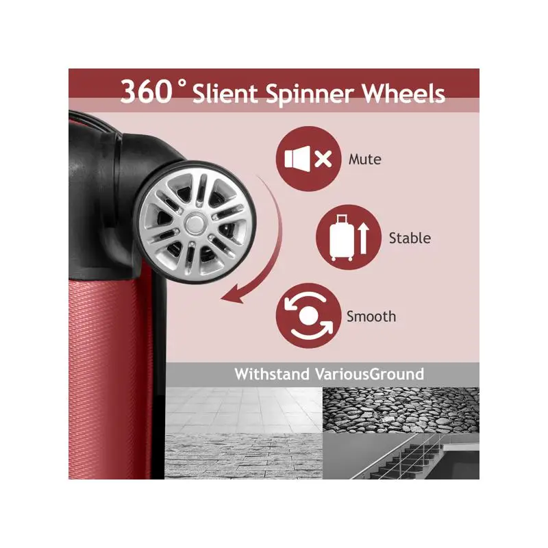 حقيبة تروللي بعجلات 4 في 1 مخططة عمودية منحنية - تصميم أحمر عتيق للسفر والتنظيم #5