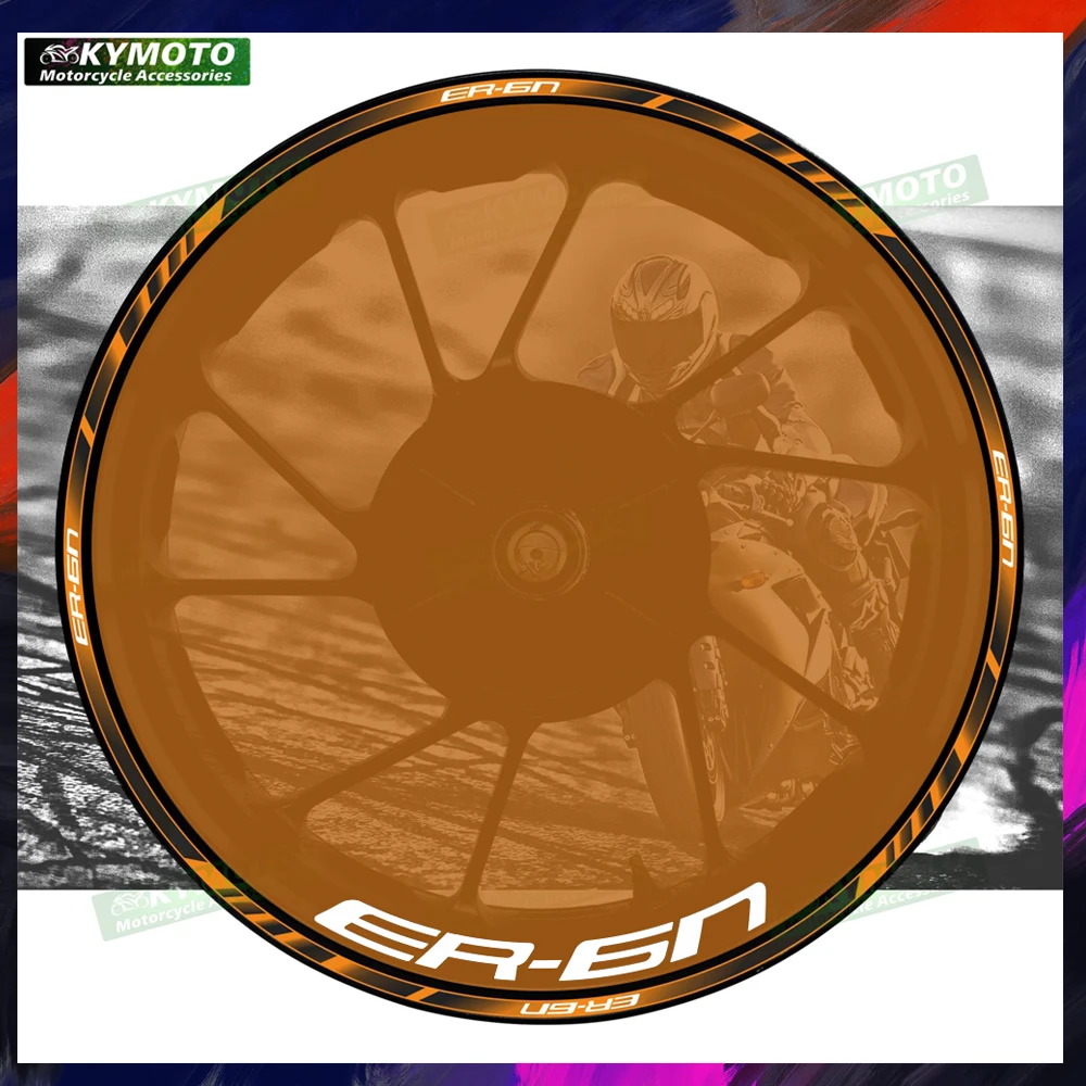 

Для ER-6N ER6N светоотражающие передние и задние колеса мотоцикла, 17-дюймовые наклейки, полосы ступицы, аксессуары для обтекателей, наклейки, украшения