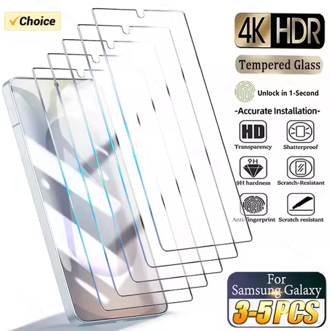 3-5PCS 4K HD Tempered Glass For Samsung S25 Ultra S24 Plus S23 S22 S21 S20 FE S25 Edge Fingerprint Unlock Screen Protector Glass