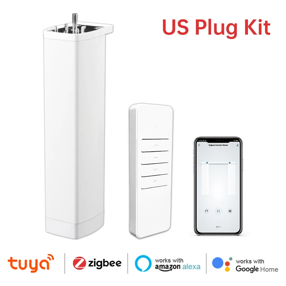 Werk met Tuya Wifi/Zigbee elektrische gordijnsluitermotor met RF-afstandsbediening 22,5 cm formaat APP-bediening Alexa Google Home SmartThings