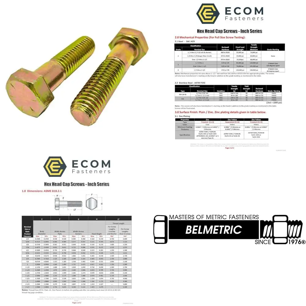

Grade 8 Zinc Yellow Plated Steel Hex Cap Screws, 5/16-18 x 3-3/4 Inches, Coarse Thread, Pack of 50