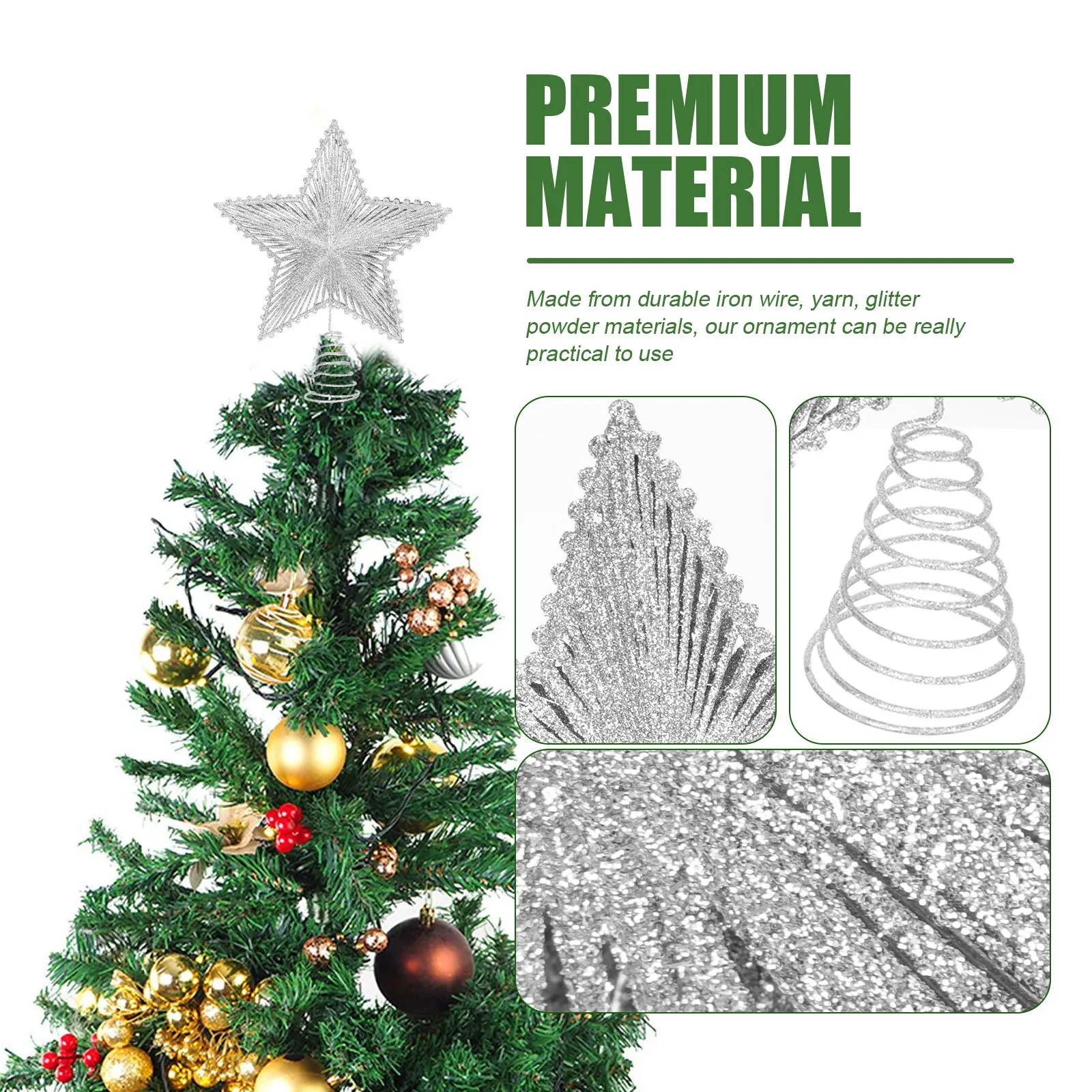 

Tree Topper Christmas Tree Star Glitter Powder Xmas Treetop Ornament Holiday Party Photo Prop Decoration Star Ornament