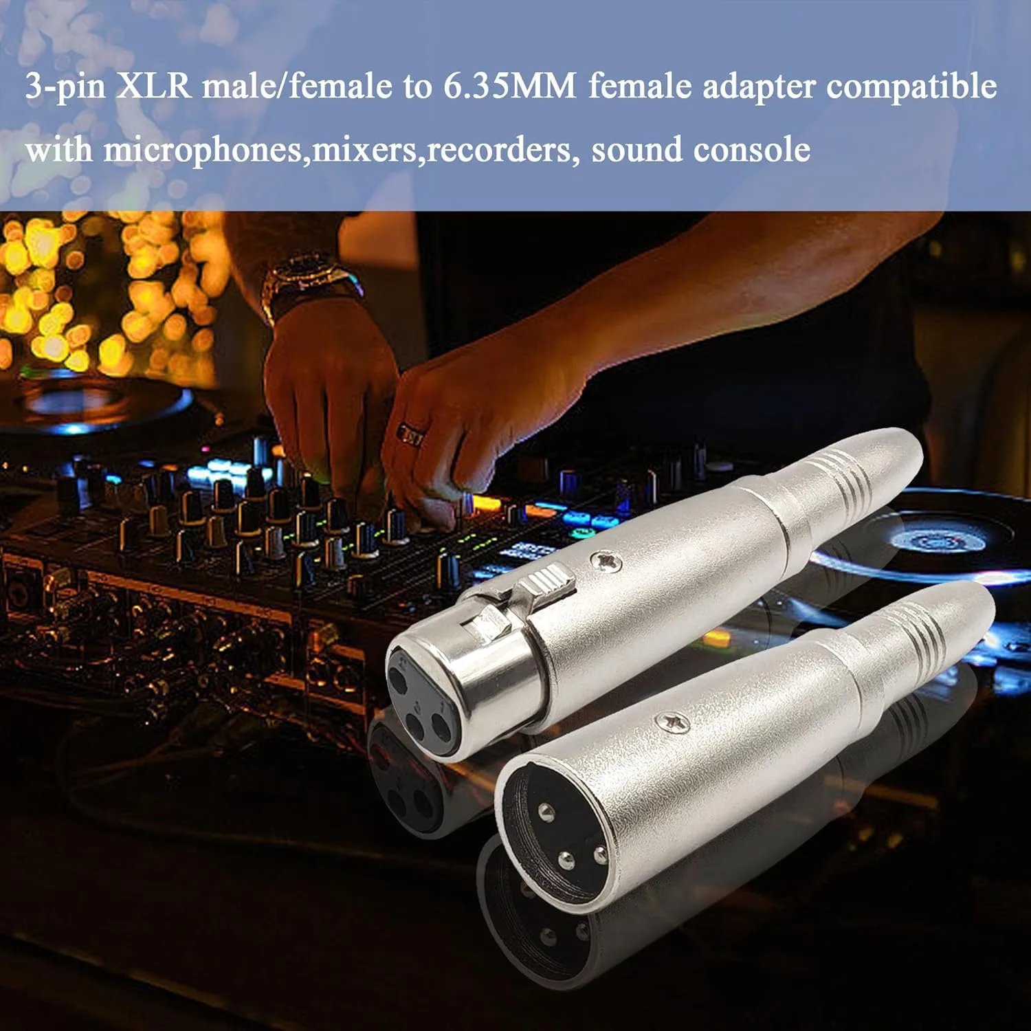 

1/4 inch 6.5mm Female to 3Pin XLR Male/Female Adapter Socket Audio Connector XLR to 6.35mm TRS Stereo Jack for Microphone Mixer