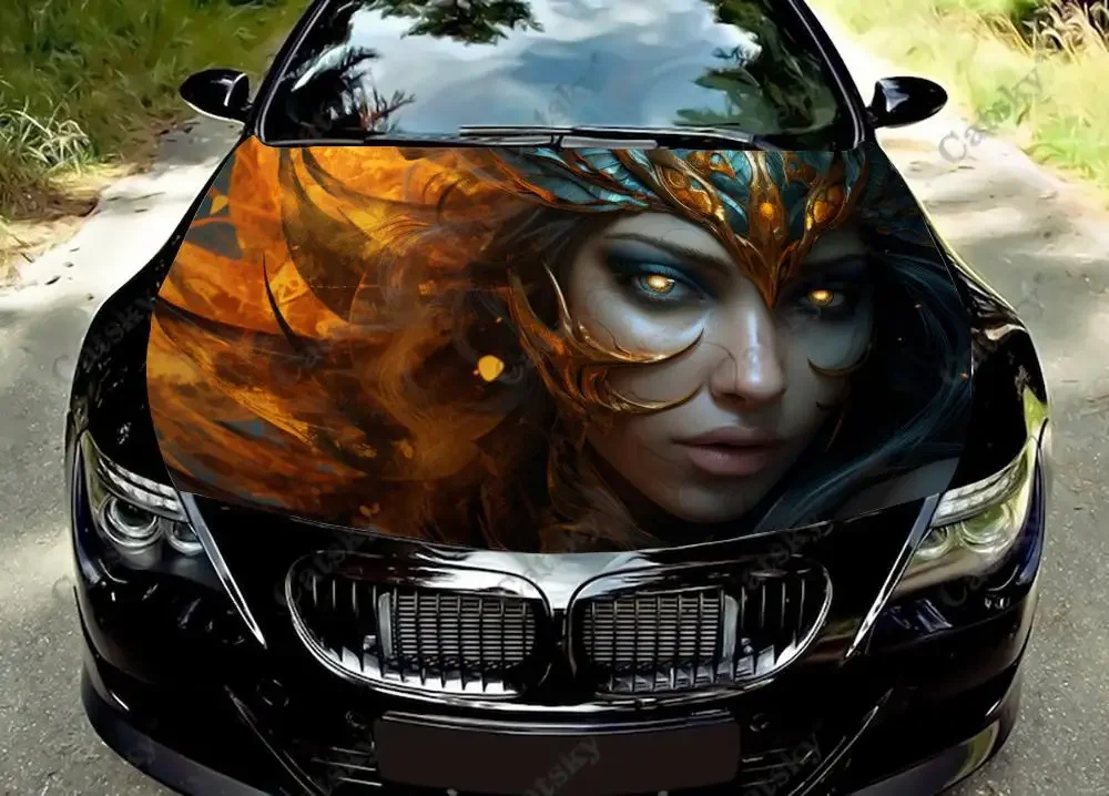 Fantasy Woman Art Car Hood Vinyl Stickers Wrap Vinyl Film Engine Cover Decals Sticker Universal Car Hood Protective Film