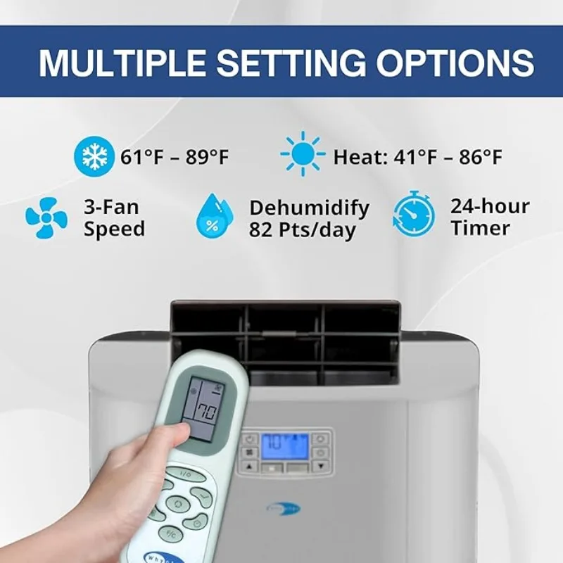 Whynter Elite ARC-122DHP Aire acondicionado de doble manguera de 12.000 BTU y calentador portátil con deshumidificador y ventilador