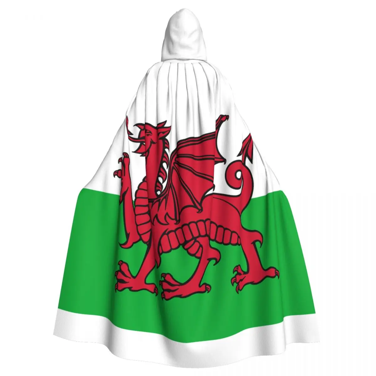 Flag Of Wales Hooded Cloak Polyester Unisex Witch Cape Costume Accessory