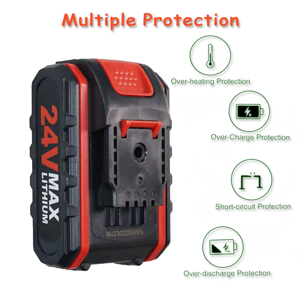 24V for WORX MAX 12800mAh Lithium Battery, Cordless Screwdriver Power Tool Replacement Battery, Electric Drill, Etc. 2A Charger