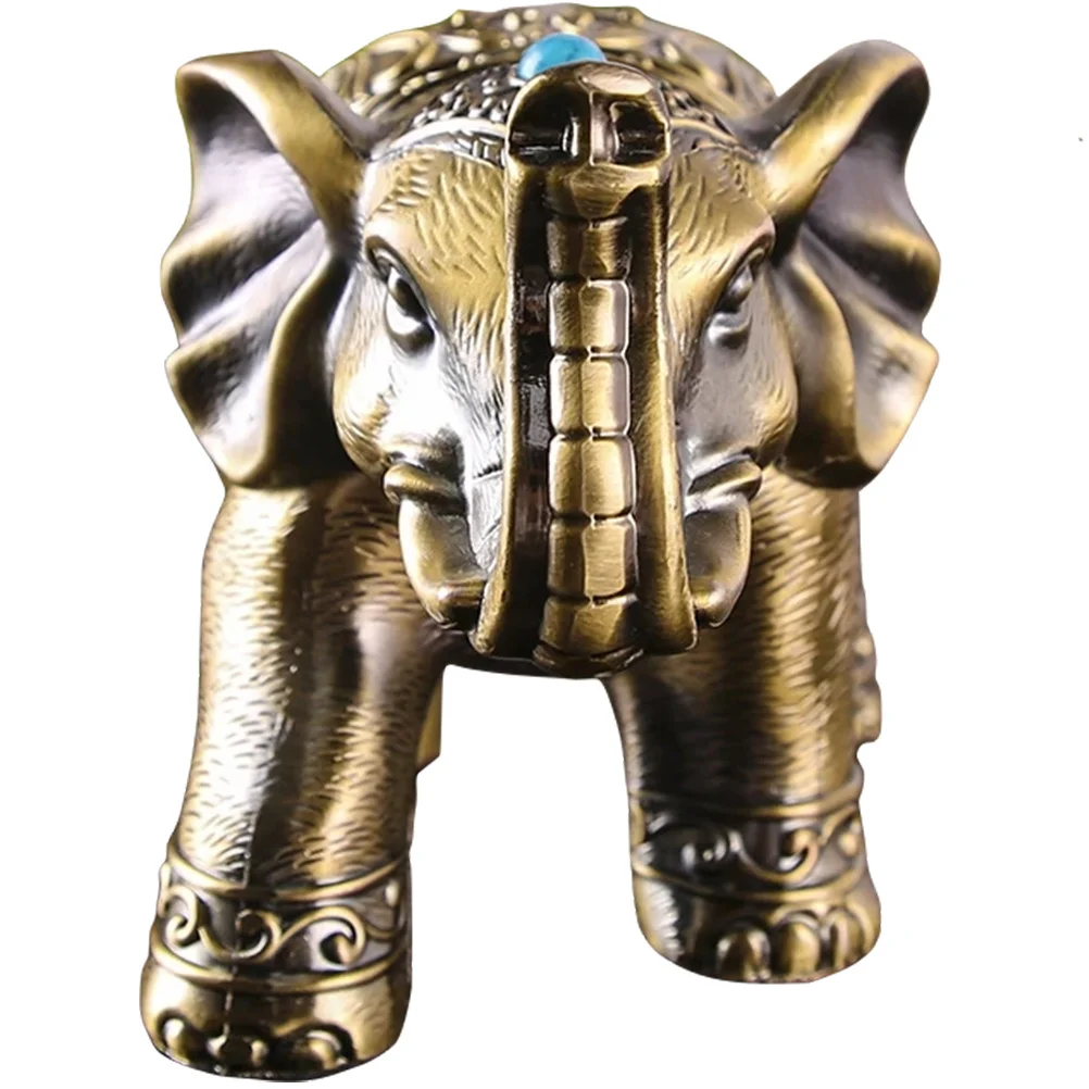 

Vintage Elephant Ashtray Alloy Desktop Decorative Ash Container For Home Office Car Cigarette Holder Unique Metal Shape