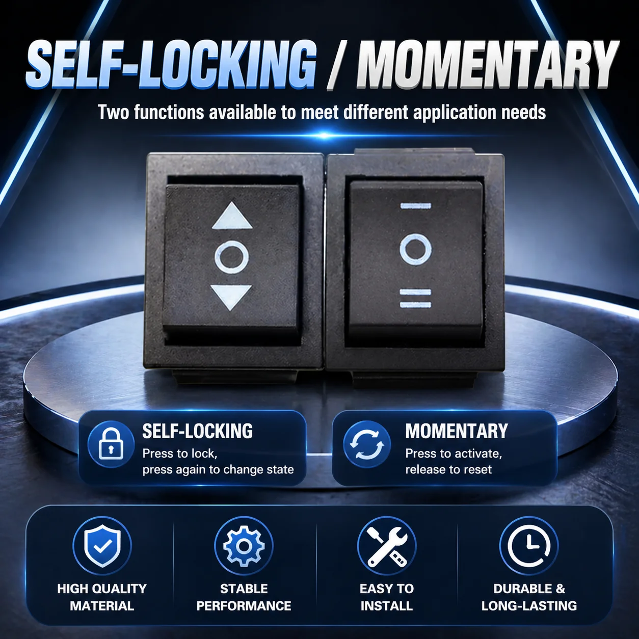 KCD4 Rocker Switch Reset Arrow Boat Switch 3 Position  Power Switch 6 Pin 16A/250V 20A/125VAC