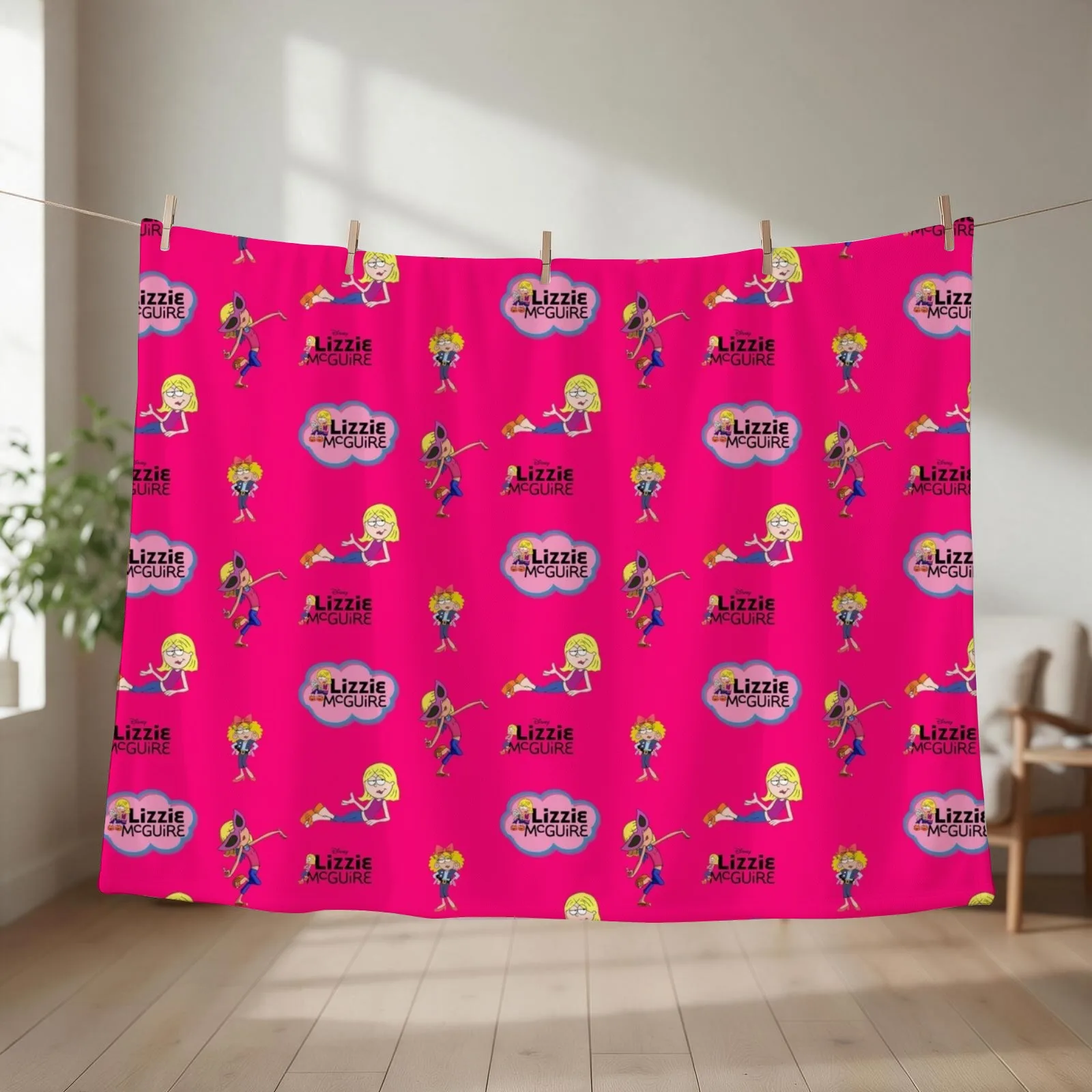 Lizzie McGuire Collage Pattern Throw Blanket couch cozy soft plush fuzzy picnic outdoor blanket