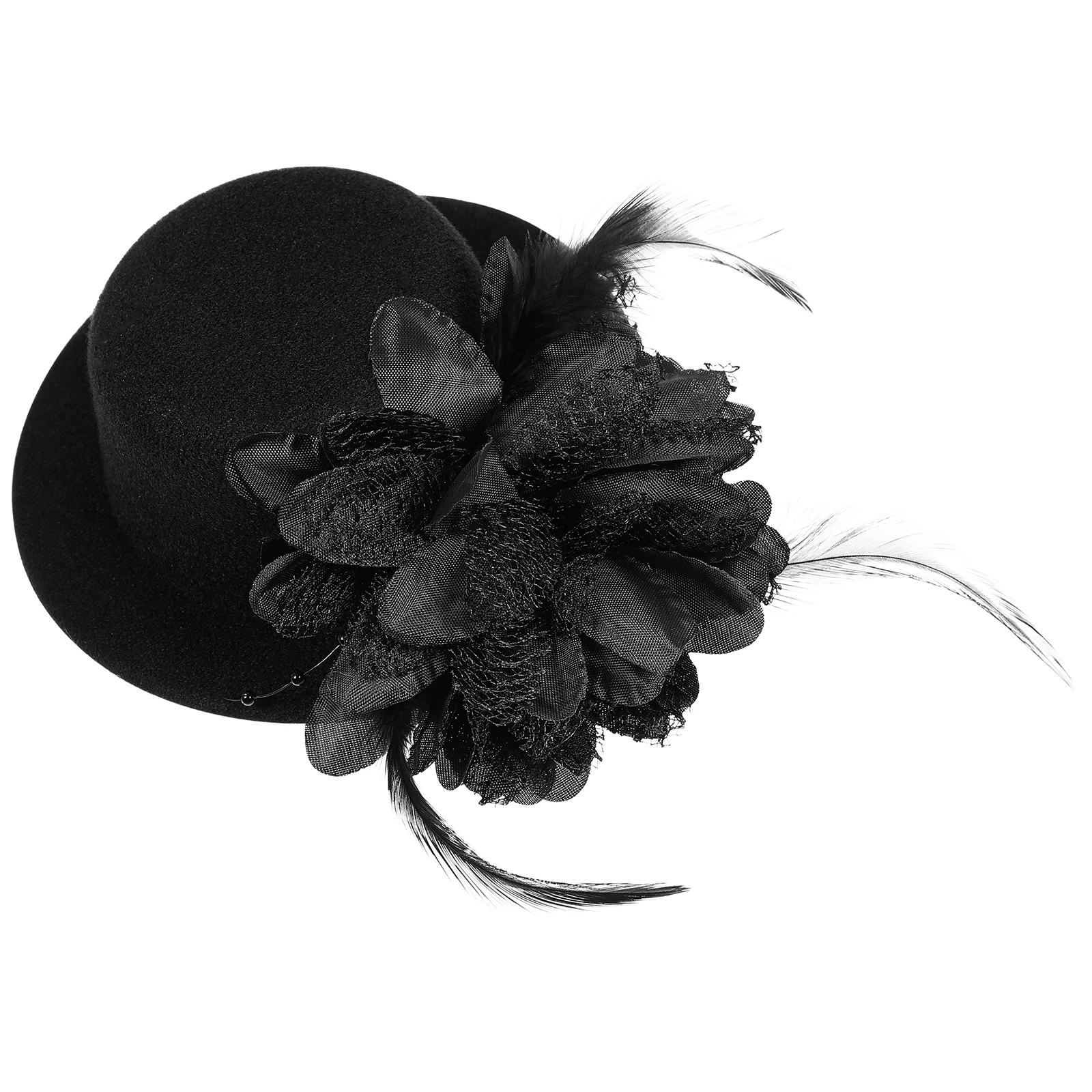 

Lace Mesh Hairpin Women Headwear Bride Hat Retro Gauze Headdress Wedding Party Decorative Clip Black Color Lightweight