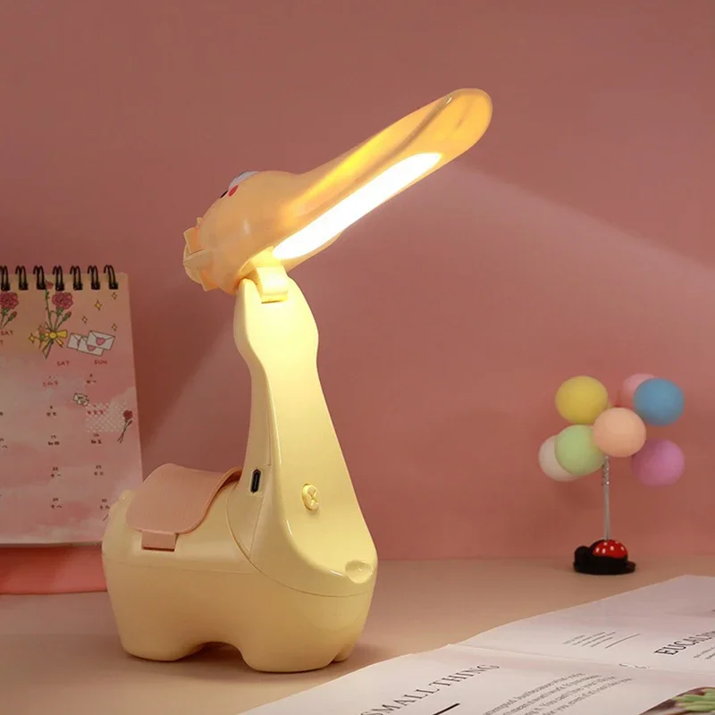 Creative Alpaca Pen Holder Lamp USB Rechargeable Cute Night Light Foldable Mini Desk Light for Kids Students Reading Study
