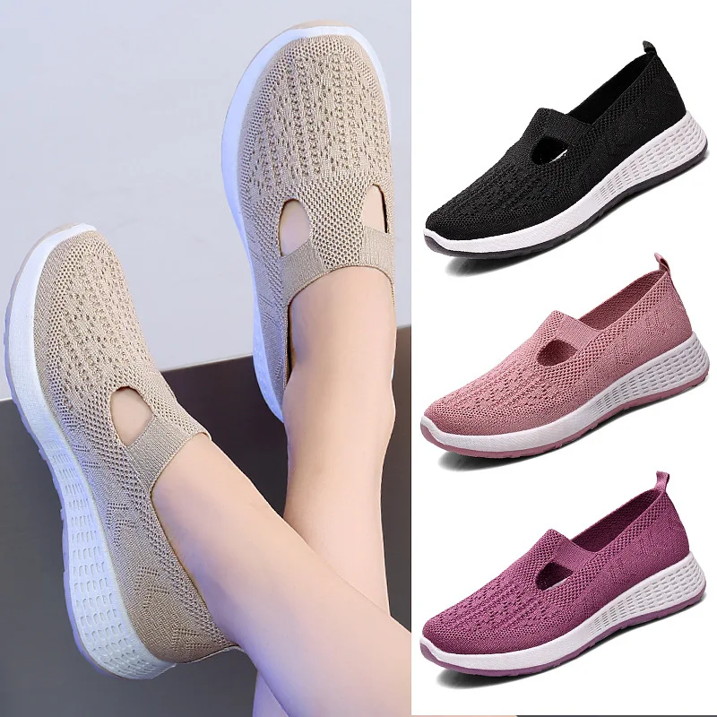 Summer Mesh Breathable Sneakers Women Breathable Light Slip on Casual Shoes Ladies Loafers Socks Shoes Women Zapatillas Mujer