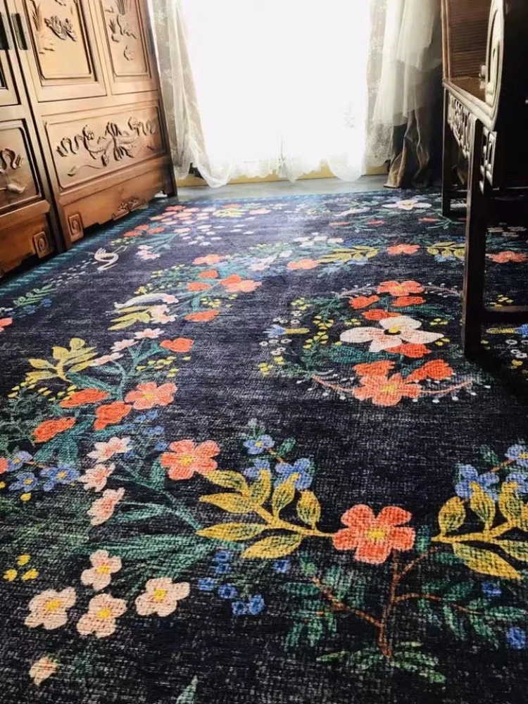 Vintage Flower Art Living Room Carpet Luxury Home Decor Aesthetics Bedroom Living Room Rugs Alfombra Tapis De Salon سجادة ковер