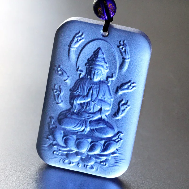 

Chinese Style Lucky Thousand Hand Guanyin Ancient Glaze Pendant Zodiac Rat Patron Saint Natal Buddha Necklace For Men Women Bles