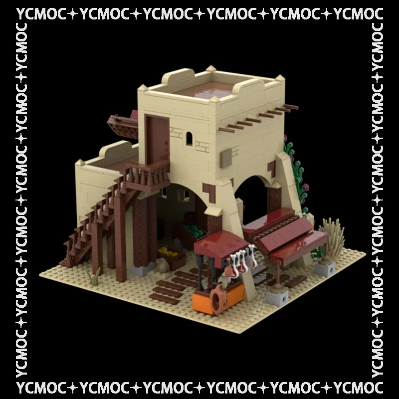 Moc Building Blocks Street View Modello Desert Market Mattoni tecnici Assemblaggio fai-da-te Giocattoli da costruzione per bambini Regali di festa