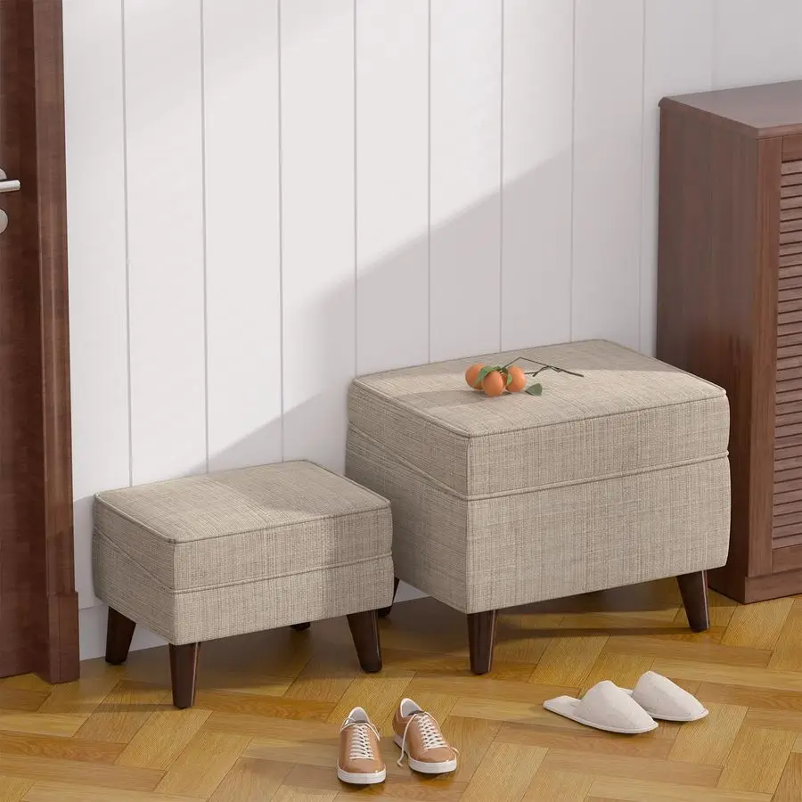 Rests with Adjustable Cover, BOGO, Storage Ottoman Dorm, Footstool amp Sitting Stool, Ottoman Foot Stool Set for Living Room, Be