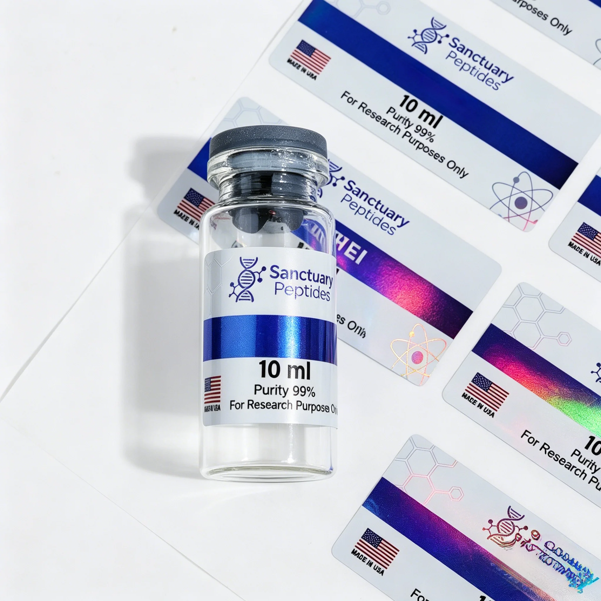 Custom Adhesive Waterproof Vinyl Vial Labels 3ml 10ml 20ml Stickers With Matching Custom Paper Boxes