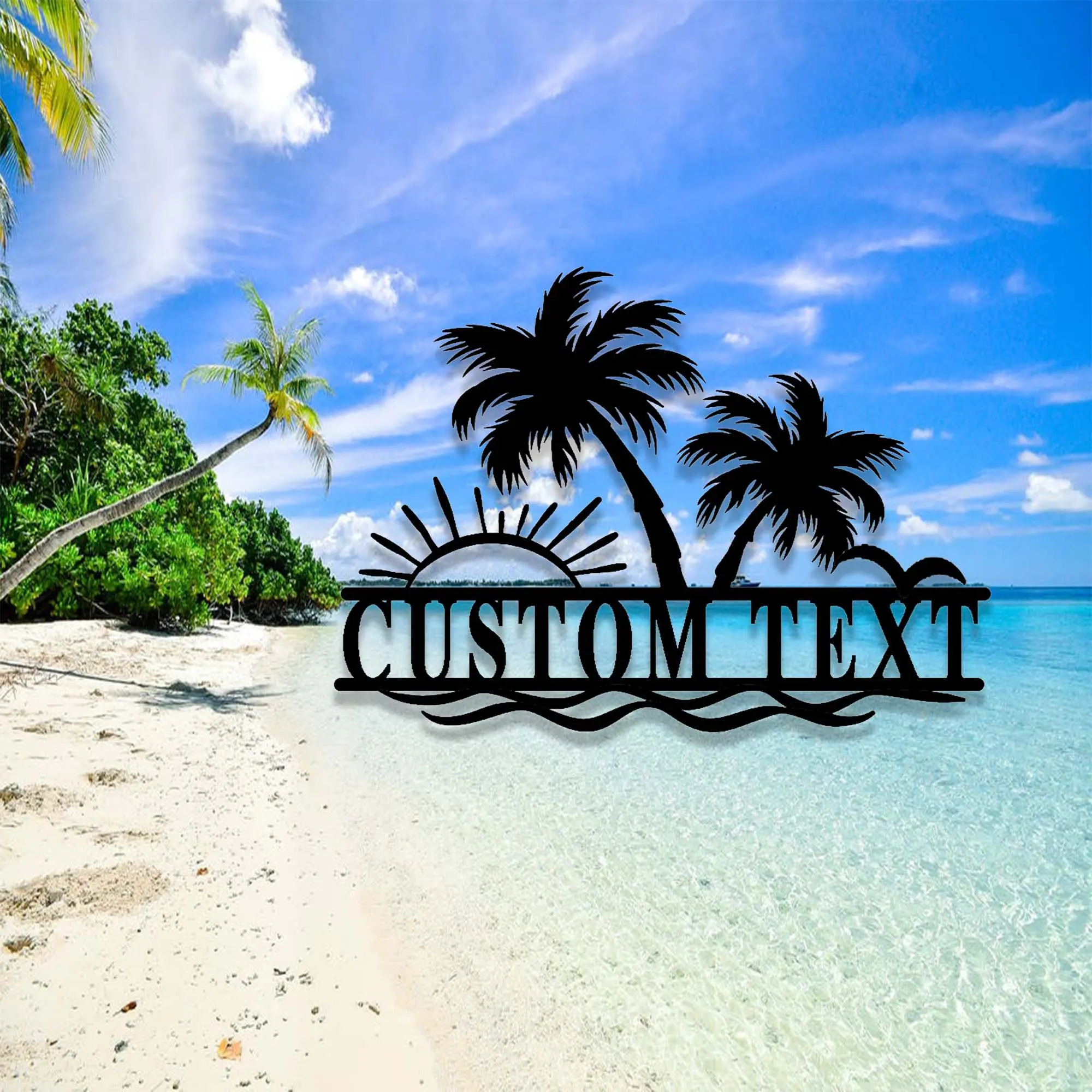 

Custom Palm Trees Beach House Metal Sign,Family Beach House Wall Art,Personalized Sunshine Palm Tree Pool Sign,Pool Sign