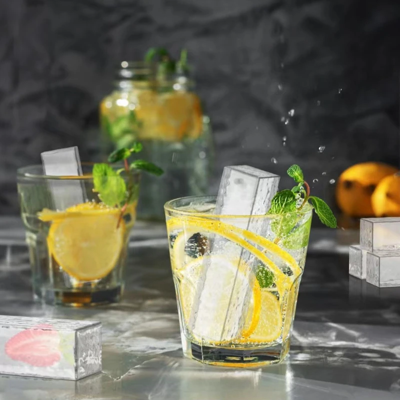 4er-Set riesige Silikon-Eiswürfelformen: Lange Streifen & quadratische Formen für Whiskey – Ungiftige, langlebige große Eisformen für Bar & Cocktail – Detail 9