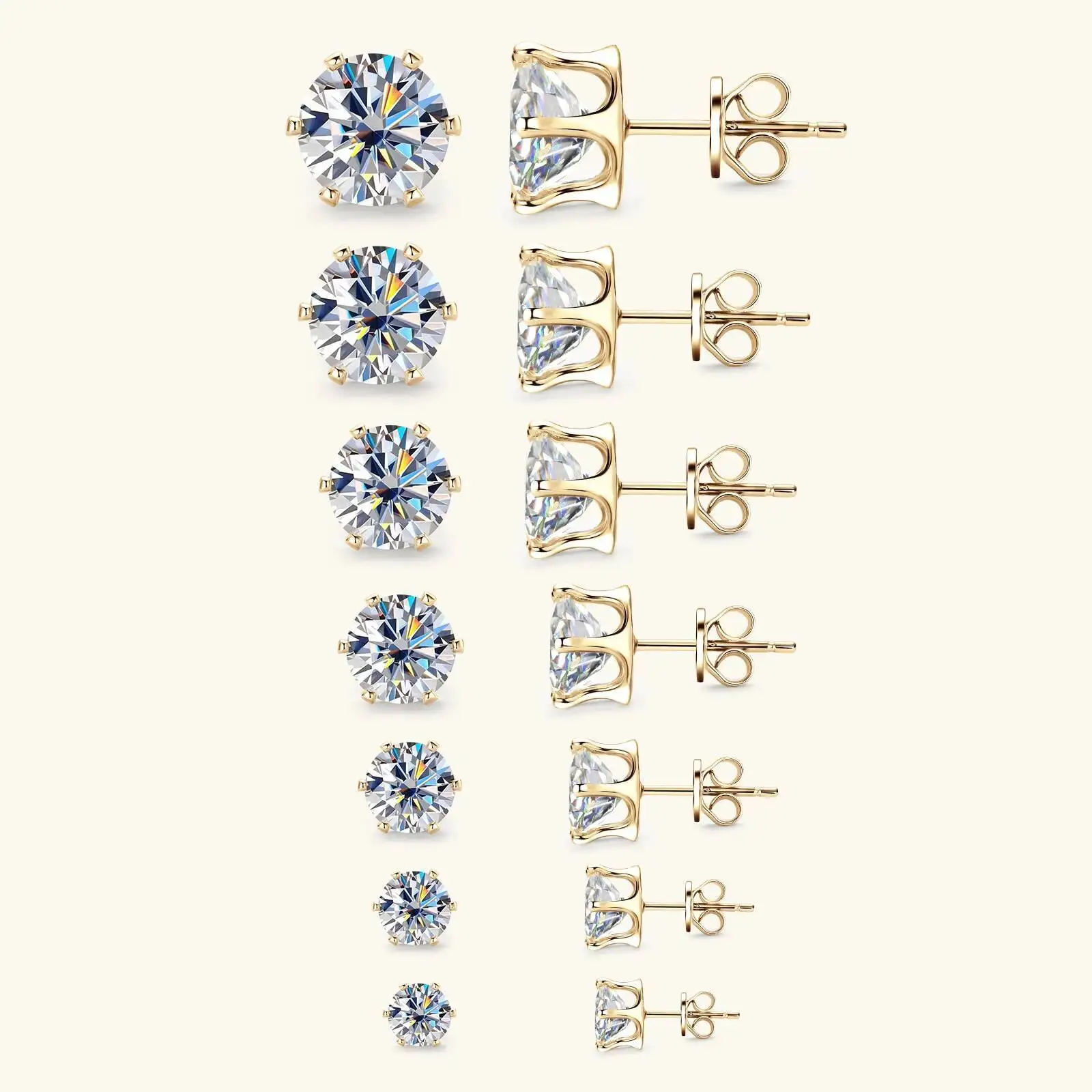 JoiasHome Ohrstecker aus 925er Sterlingsilber, 0,1–3 Karat, D-Farbe, Moissanit-Ohrstecker, funkelnder Piercing-Schmuck für Damen und Herren – Detail 8