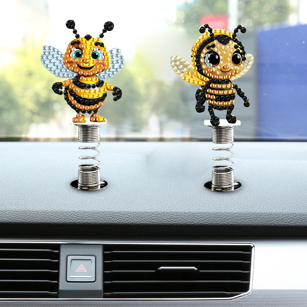 5Pcs Frog Diamond Painting Car Dashboard Shake Head Doll Shaking Head Desk Ornaments Spring Stand Dancing Doll for Women Girls