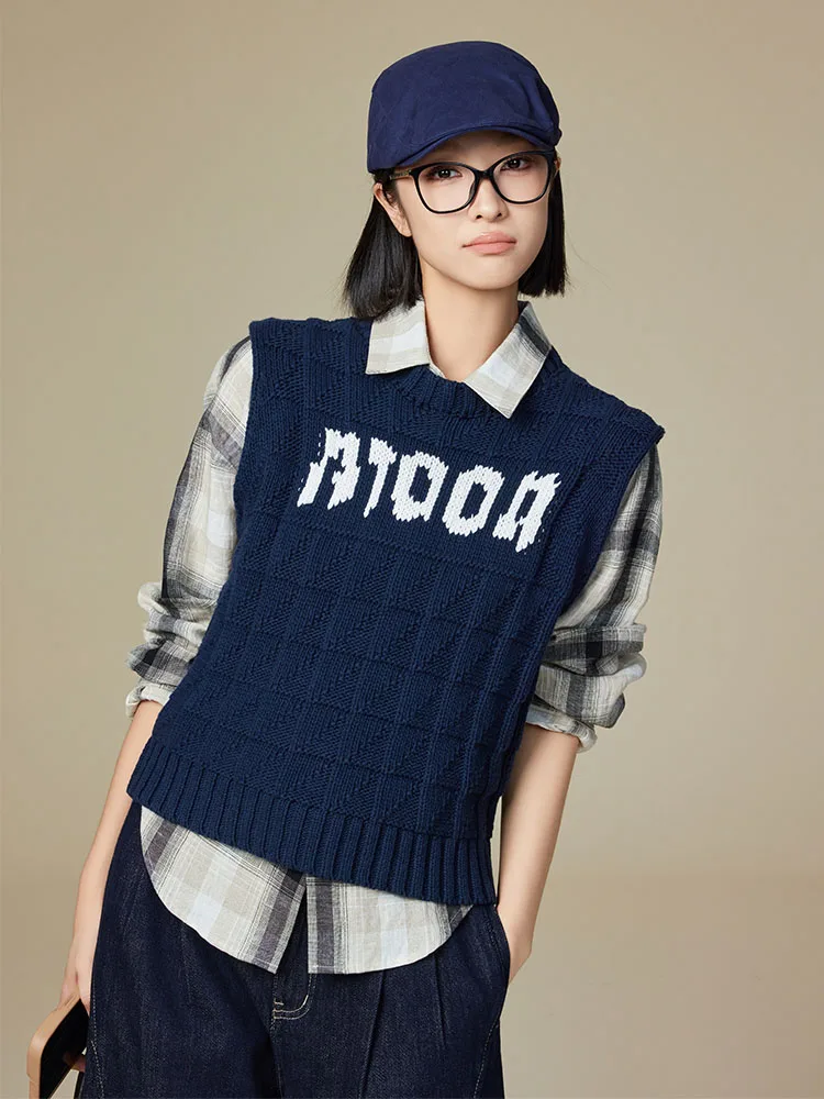 

MeiYang вязаный жилет из чистого хлопка, круглый Ne с буквенным узором, теплый универсальный дизайн Bal, весенний сезон Faion