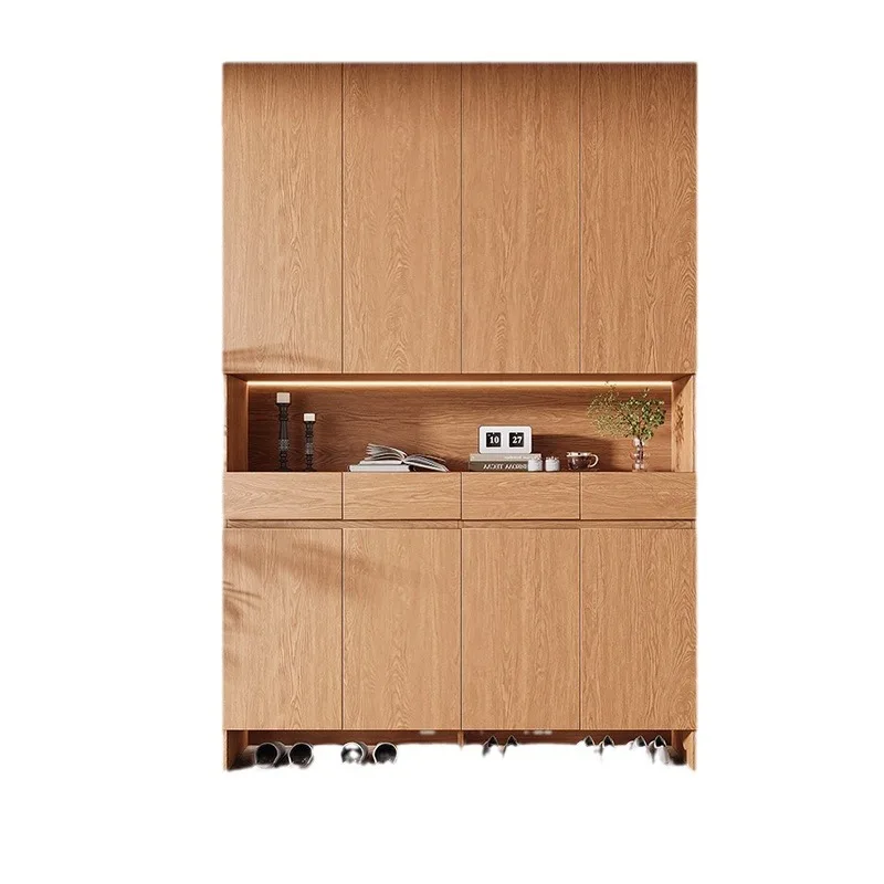 

Цельнодеревянный шкаф для обуви со встроенной скамейкой для переобувания у входа в дом, шкаф для хранения в прихожей.