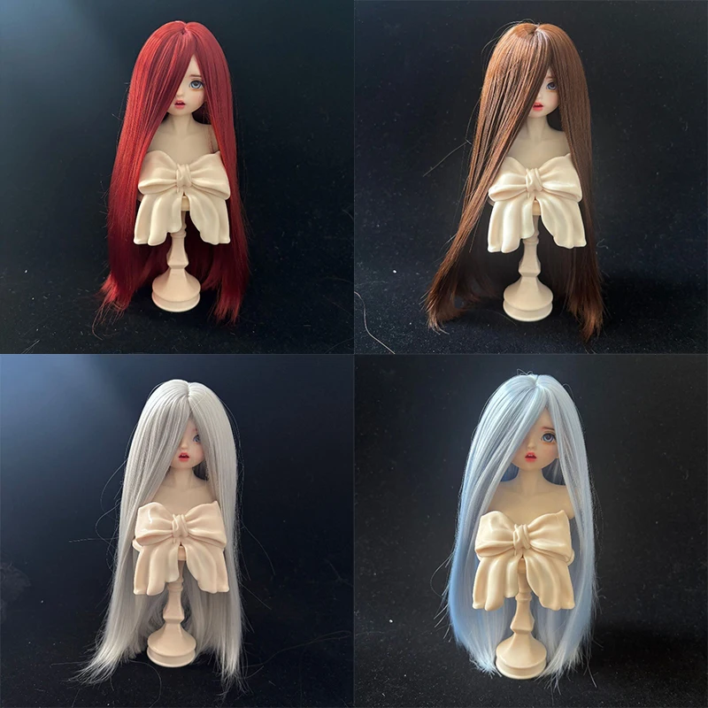 2D Doll Wig Soft Silk Long Bangs Long Straight Hair Extensions 1/3&1/4&1/6 BJD Wig Accessories Doll Girl Diy Makeup Accessories