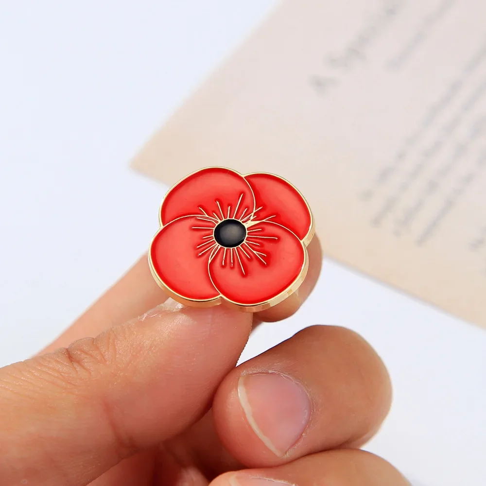 Pin en émail de coquelicot rouge, exquis, belle série de fleurs, insigne en métal, souvenir du jour du Souvenir anglais, cadeaux