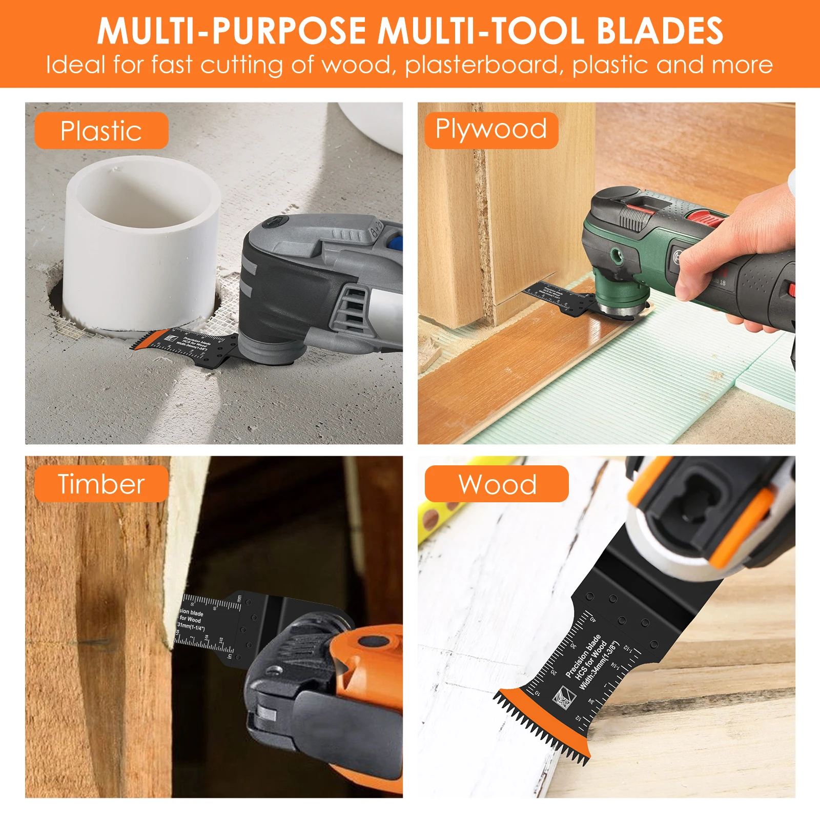 10Pcs Japanese Oscillating Saw Blades Multitool Blades High Carbon Steel Bi-Metal Curved edge Sharp Wear Resistant Cutter Blade