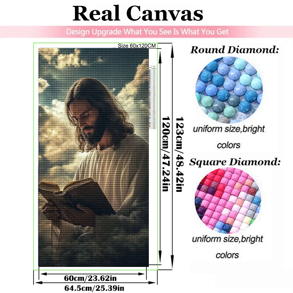 Large DIY Jesus Goat Pray Mosaic Painting,5D Diamond Art,Square,Round Rhinestone,Handmade Cross Stitch, Home Wall Decoration,