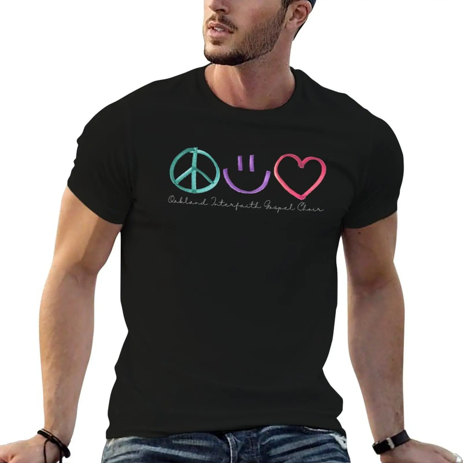 

OIGC sends Peace Joy Love T-Shirt summer top funny gifts mens workout shirts