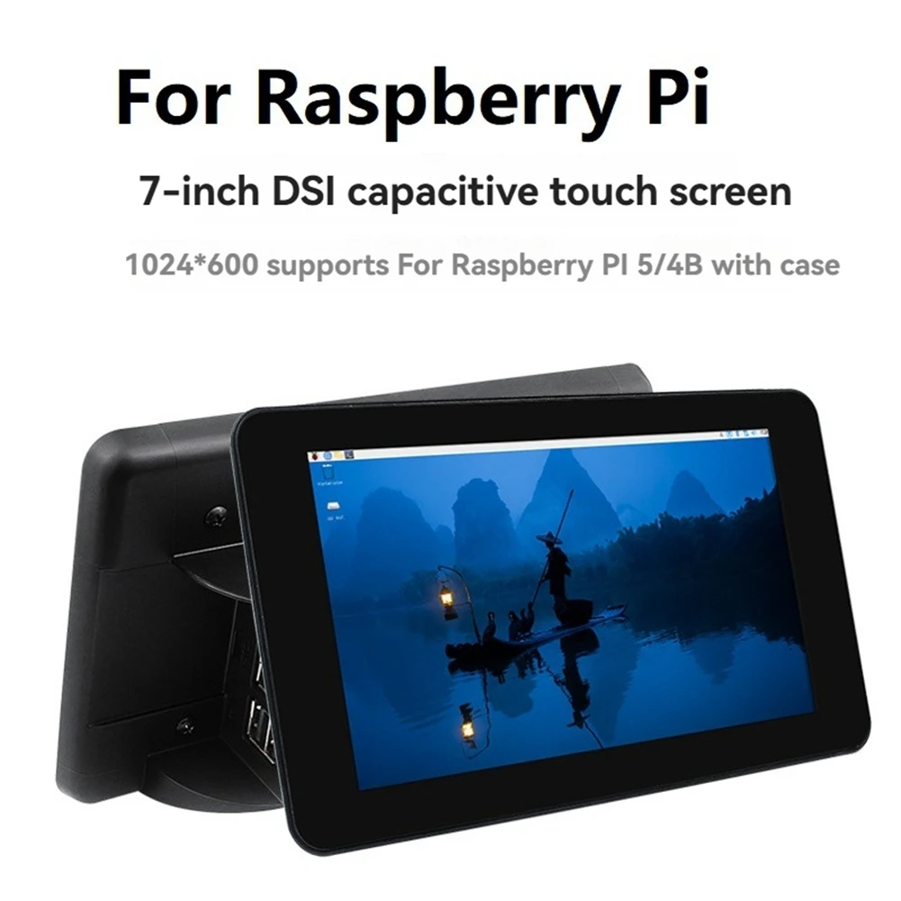 N36R-For Raspberry Pi 5 Compatible 7 Inch DSI IPS Capacitive Touch Screen 1024X600 Resolution With Protective Case Display