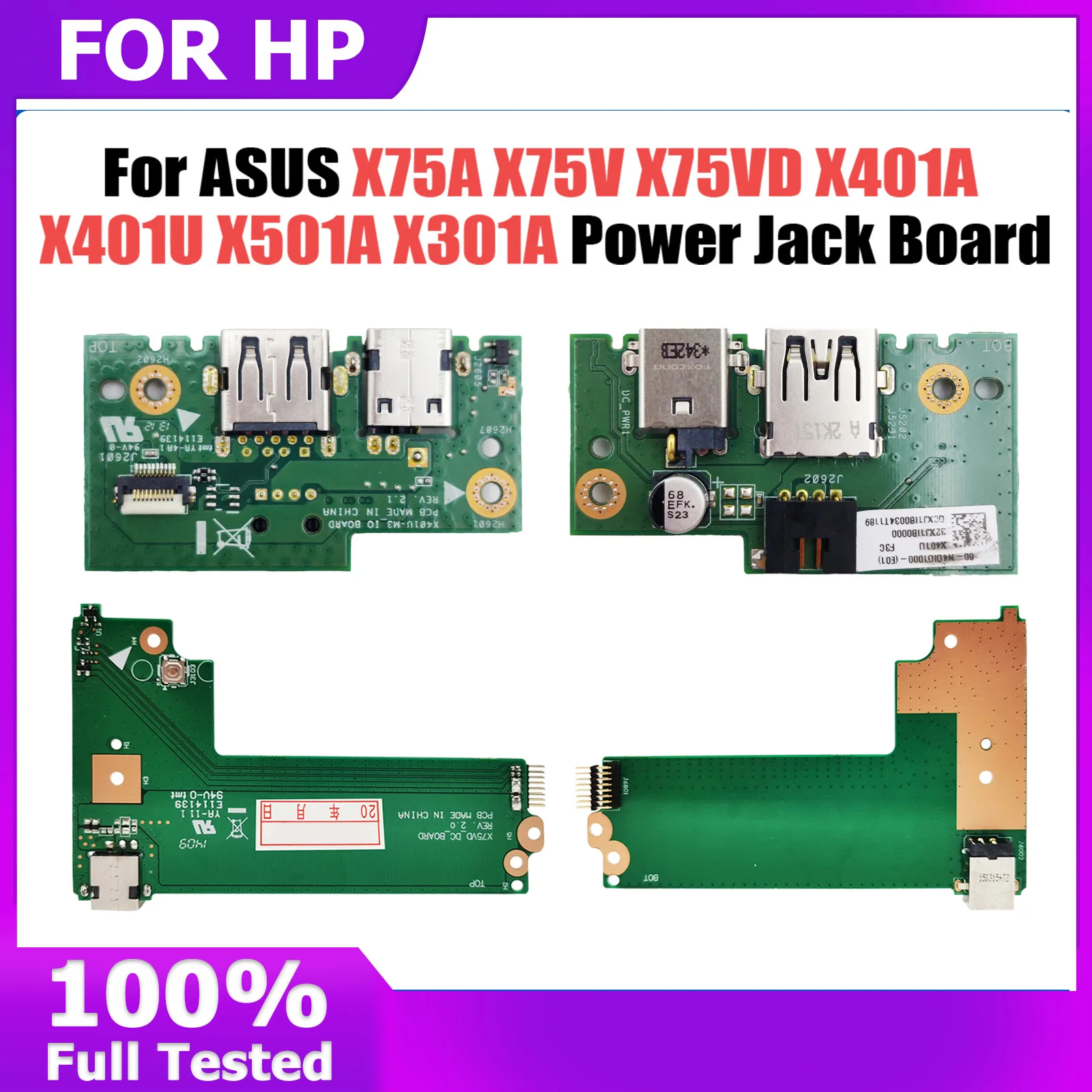 For Asus X75A X75V X75VD X401A X401U X501A X301A DC Power Jack Board 60-NC0DC1000 100% Working Fast Ship